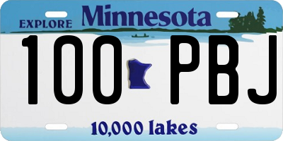 MN license plate 100PBJ