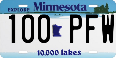 MN license plate 100PFW