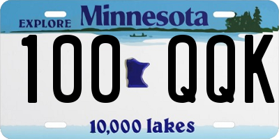 MN license plate 100QQK