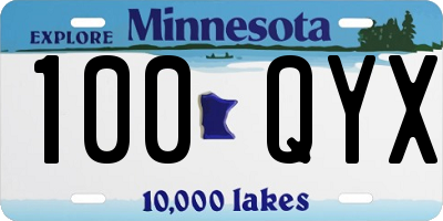 MN license plate 100QYX