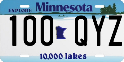 MN license plate 100QYZ