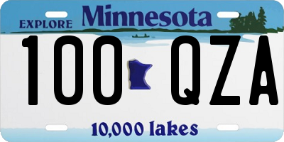 MN license plate 100QZA