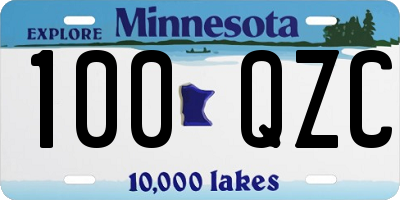 MN license plate 100QZC