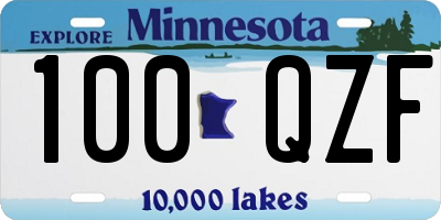 MN license plate 100QZF