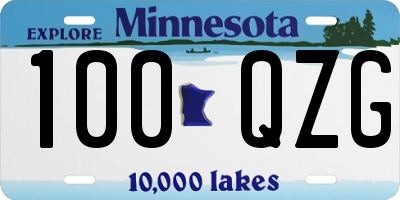 MN license plate 100QZG