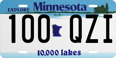 MN license plate 100QZI