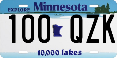 MN license plate 100QZK