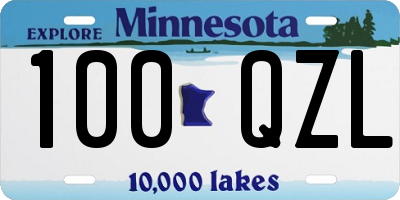 MN license plate 100QZL