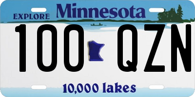 MN license plate 100QZN