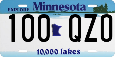 MN license plate 100QZO