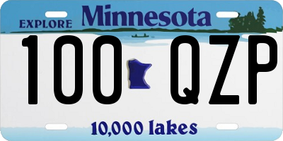 MN license plate 100QZP