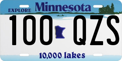 MN license plate 100QZS