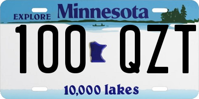 MN license plate 100QZT