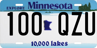 MN license plate 100QZU