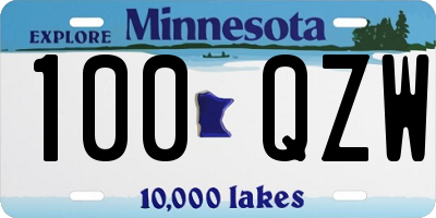 MN license plate 100QZW