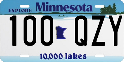 MN license plate 100QZY