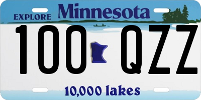 MN license plate 100QZZ