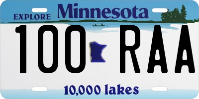 MN license plate 100RAA