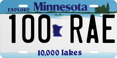 MN license plate 100RAE