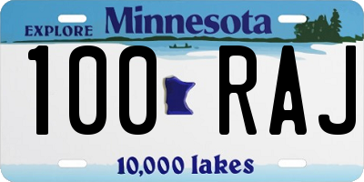 MN license plate 100RAJ