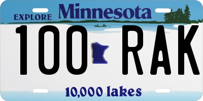 MN license plate 100RAK