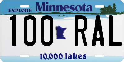 MN license plate 100RAL