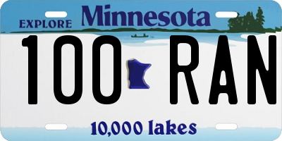 MN license plate 100RAN