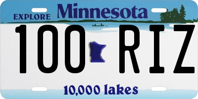 MN license plate 100RIZ