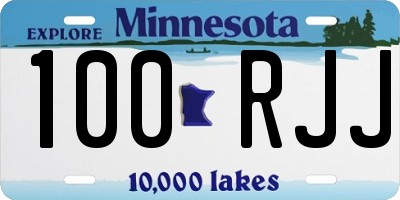 MN license plate 100RJJ