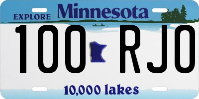 MN license plate 100RJO