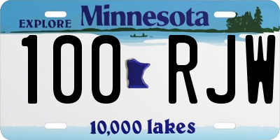 MN license plate 100RJW