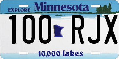 MN license plate 100RJX