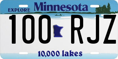 MN license plate 100RJZ