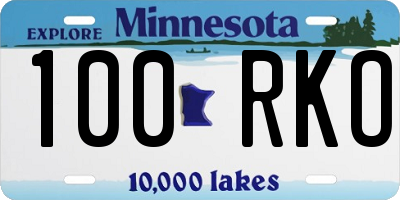 MN license plate 100RKO