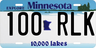MN license plate 100RLK