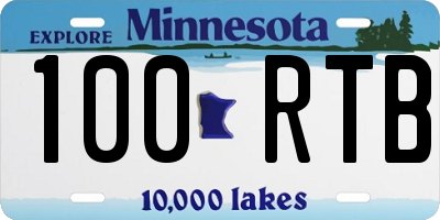 MN license plate 100RTB