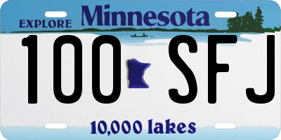 MN license plate 100SFJ