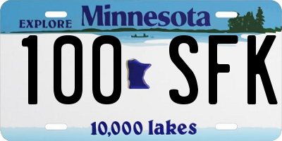 MN license plate 100SFK
