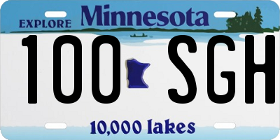 MN license plate 100SGH