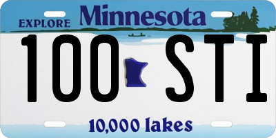 MN license plate 100STI