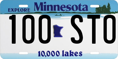 MN license plate 100STO