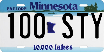 MN license plate 100STY