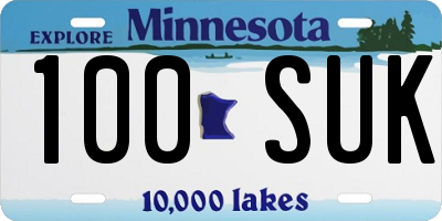 MN license plate 100SUK