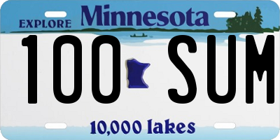 MN license plate 100SUM