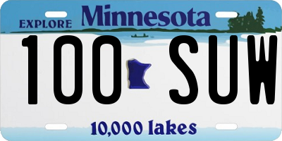 MN license plate 100SUW