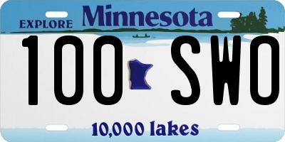 MN license plate 100SWO