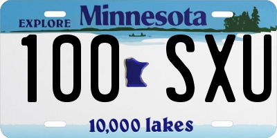 MN license plate 100SXU