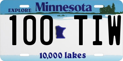 MN license plate 100TIW