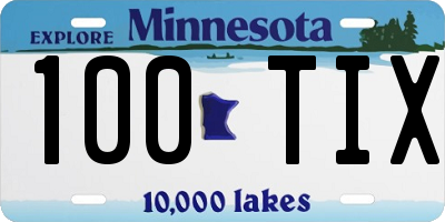 MN license plate 100TIX