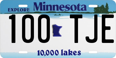 MN license plate 100TJE